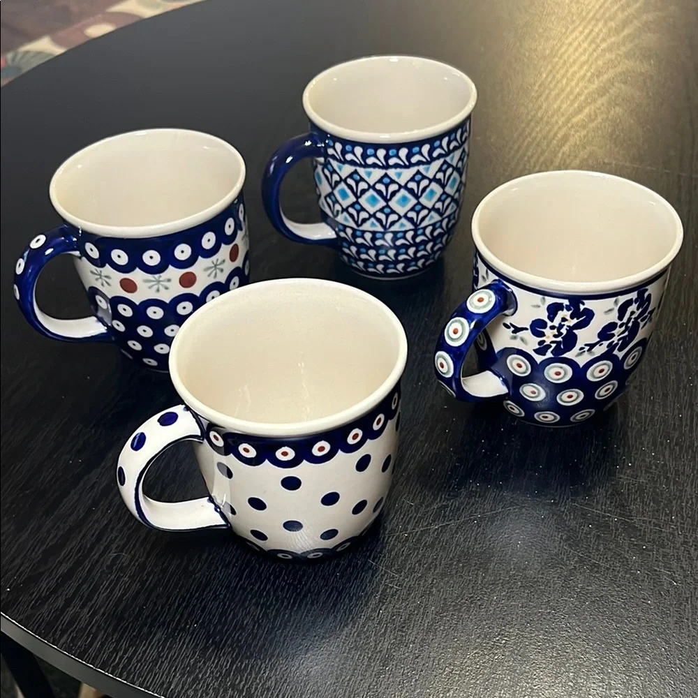 Boleslawiec Polish Pottery Tea Coffee Mugs Set of 4 - Picture 2 of 12